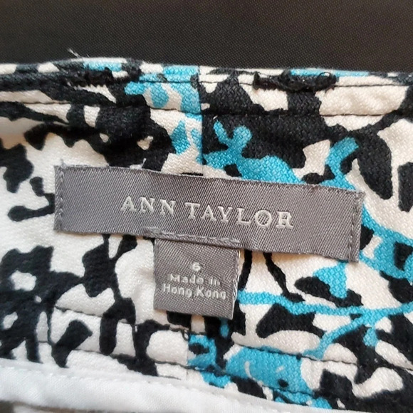 Ann Taylor Women’s Capri Pants, Slight Stretch, Turquoise, Black & White Sz 6 - Picture 5 of 11